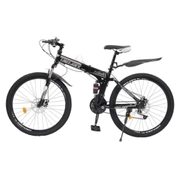 lousriyy Mountain Bike pieghevoles lousriyy Bicicletta pieghevole da 26 pollici, mountain bike, 21 marce, pieghevole, per mountain bike, pieghevole, con freni a disco, per campeggio, attività all'aperto, colore bianco e nero