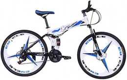 MJY Bici MJY Mountain Folding Bike, 26 'Freni a doppio disco Unisex fuoristrada Bicicletta 24 velocità acciaio al carbonio doppio ammortizzatore per un facile viaggio 6-6, B
