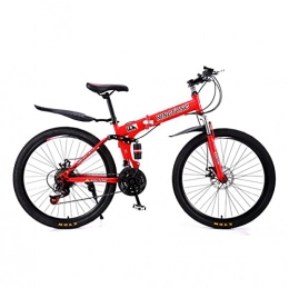 T-Day Bici Mountain Bike Bicicletta MTB 26 In Mountain Bike Pieghevole 21 Velocità Con Forcella Anteriore Assorbente Ammortizzatore Telaio In Acciaio Carbonio Mtb Bici Per Ragazzi Ragazze Uomini E W(Color:rosso)