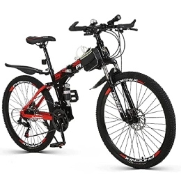 Generic Mountain Bike pieghevoles Mountain bike da 26 pollici, bicicletta pieghevole da montagna a 21 velocità con telaio in acciaio ad alto tenore di carbonio e freno a doppio disco,