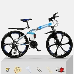 Generic Mountain Bike pieghevoles Mountain bike pieghevole 21 / 24 / 27 velocità 26 pollici ruote doppio disco freno telaio in acciaio bicicletta per uomo donna adulto e adolescente / bianco / 21 velocità (blu 27 velocità