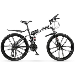 Allround Helmets Mountain Bike pieghevoles Mountain Bike Pieghevole 24 / 26 Pollici, Bici Pieghevole Doppio Shock 21 / 24 / 27 / 30 Velocità Unisex Adulto Doppio Freno A Disco Folding Bike Per Bicicletta Pieghevole In Città D, 26 inch 30 speed