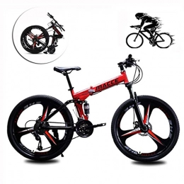 HJRBM Mountain Bike pieghevoles Mountain bike pieghevole da 26 pollici per adulti, telaio in alluminio leggero completamente sospeso, freni a disco meccanici anteriori e posteriori, con forcella ammortizzata freno a disco fengong (C