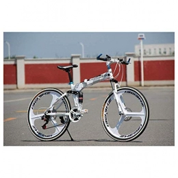 ZUQIEE Mountain Bike pieghevoles Mountain Bike. Sport all'aria aperta Mountain Bike 26 pollici 3 razze Sospensione ruote piene Folding Bike 2130 Velocità MTB biciclette con freni a disco doppio ( Color : White , Size : 24 Speed )