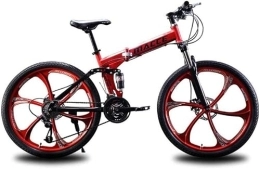 Generic Mountain Bike pieghevoles Mountain Bike Unisex Doppia Sospensione Mountain Bike Ruota Integrale da 26 Pollici 21 velocità 24 velocità 24 velocità velocità Pendolare per Studenti in Acciaio al Carbonio Alto Pieghevole