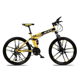 Generic Mountain Bike pieghevoles Mountainbike Pieghevole 24 / 26 Pollici, Bicicletta MTB con 10 taglierina, Giallo