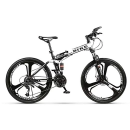 Generic Mountain Bike pieghevoles Mountainbike Pieghevole 24 / 26 Pollici, Bicicletta MTB con 3 Ruote Taglienti, Bianco