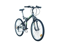 Multibrand Distribution Mountain Bike pieghevoles Multibrand, FOLDING FSP 26, 26 Pollici, 457mm, Mountain Bike Pieghevole, 18 Velocità, Full Suspension, Unisex, 26x18 (Nero Verde Opaco)