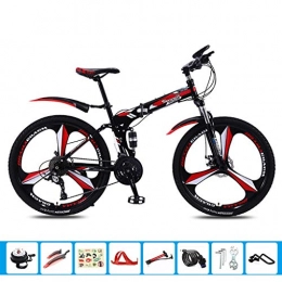 Mzl Mountain Bike pieghevoles MZL 24inch monoruota Folding Bike Maschio e Femmina Adulti 27-velocità Dual-Shock Mountain Bike, Ultra-Light Portatile off-Road Bike (Colore : Rosso)