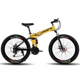 N&I Bici N&I Mountain Bikes Foldable Adult Mountain Bike Double Disc Brake City Road Bicycle Full Suspension High-Carbon Steel Snow Bikes 27 Speed 26 inch Wheels Red Yellow