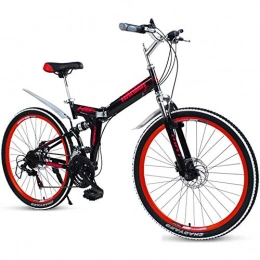 NOLOGO Mountain Bike pieghevoles Nologo Portable Biciclette Commuter Mountain, -Alto tenore di Carbonio in Acciaio Doppio Freno a Disco Pieghevole Bicicletta della Montagna, Sospensione Doppia Sci di Biciclette, Folding Bike