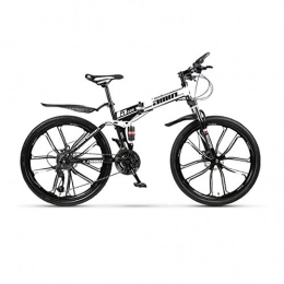 NOLOGO Mountain Bike pieghevoles NoraHarry Flower 21 a velocità variabile 24 Pollici / 26 Pollici Folding Mountain Bike Doppio Freno a Disco Damping 10 Cutter Ruota Mountain Bike Love Sports (Color : White, Size : 24inch)