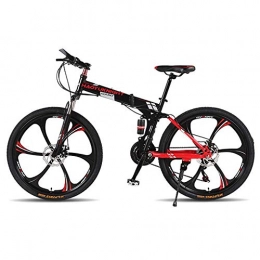 NOLOGO Mountain Bike pieghevoles NoraHarry Flower Adult Mountain Bike Doppio Freno a Disco Singola Ruota Fuori Strada a velocità variabile Bicicletta Pieghevole Mountain Bike Love Sports (Color : Red, Size : 26 * 17(165 175cm))