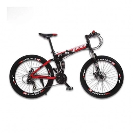 NOLOGO Mountain Bike pieghevoles NoraHarry Flower Mountain Bike con 24 Marce Disco del Freno e Inossidabile Che Piega Telaio Love Sports (Color : Black Red)