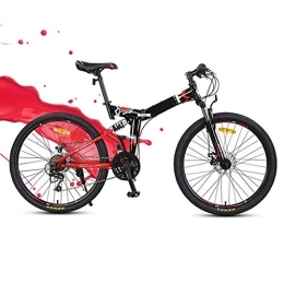 SYCHONG Mountain Bike pieghevoles SYCHONG Bicicletta Pieghevole, 24" Uomini Assorbimento Mountain Bike 24 velocità Bicicletta Pieghevole Doppio Shock O Donne MTB, Rosso