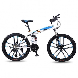 SYCHONG Mountain Bike pieghevoles SYCHONG Folding Mountain Bike velocità Variabile 24 / 26 Pollici Ten-Knife Rotella Assorbimento di Scossa Folding Bike MTB della Bicicletta, Blu, 24speed