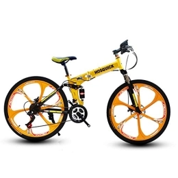 SYCHONG Mountain Bike pieghevoles SYCHONG Mountain Bike 26Inche Sei Coltello Rotella Doppia della Sospensione Folding Bike 27Speed ​​MTB della Bicicletta, Giallo