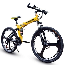 SYCHONG Mountain Bike pieghevoles SYCHONG Mountain Bike A Tre Coltelli Rotella Doppia della Sospensione Folding Bike 21 / 24Speed ​​MTB Bicicletta, Giallo, 24inches