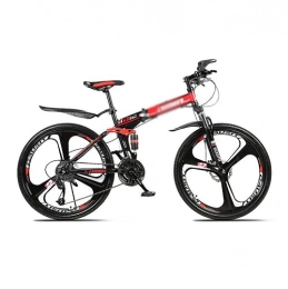 T-Day Bici T-Day Mountain Bike Bicicletta MTB Pieghevole Mountain Bike 21 / 24 / 27-velocità Bicicletta da Montagna 26 Pollici Ruote Dual Disc Brake Dual Sospensione Bicycle(Size:24 Speed, Color:Rosso)