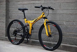 Tbagem-Yjr Bici Tbagem-Yjr 26 inch Wheel Folding Bike Mountain for Gli Adulti, 21 velocità Doppio Freno A Disco City Road Biciclette (Color : Yellow)