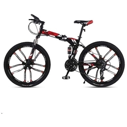 TRGCJGH Mountain Bike pieghevoles TRGCJGH Mountain Bike per Adulti 26 Pollici 21 / 24 / 27 velocità Telaio in Acciaio Ad Alto Tenore di Carbonio Ruote A 10 Raggi Sospensioni Bici Pieghevoli, A-21speed