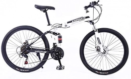 WJJH Mountain Bike pieghevoles WJJH 21 velocità Uomini Outroad Mountain Bike, 24 / 26 in Folding Bike, Double Disc Brake Full Suspension Biciclette Anti-Slip, Bianca, 26in