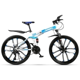 WJSW Bici WJSW Mountain Bike Pieghevole Freestyle con Doppio Freno a Disco, Bicicletta da Strada con Doppia Sospensione da 26 Pollici (Colore: Blu, Dimensioni: 27 velocità)