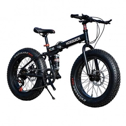 WYX Mountain Bike pieghevoles WYX Mountain Bike, 20 Pollici Fat Tire Hardtail Mountain Bike, Sospensione Doppia Telaio E Sospensioni Forcella all Terrain Mountain Bike, 7 / 21 / 24 / 27 / 30 velocità, Nero, 20"× 7speed