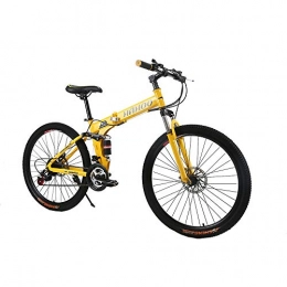 WYX Mountain Bike pieghevoles WYX Shock di velocità della Bici di Montagna della Bici Ha Parlato Rotelle Pieghevole 24 / 26 Pollici Freni A Disco Doppio (27Speed), Giallo, 26"× 27speed