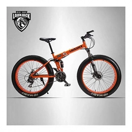 YUEMS Mountain Bike pieghevoles YUEMS Mountain Bikes Mining Bicicletta Bicicletta a Due Strati, Telaio Pieghevole 24 Velocità Meccanica Disco Freni 26" x 4.0 Fat Bike (Colore: Arancione, Dimensioni: 26")