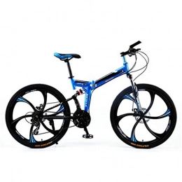 Zhangxiaowei Mountain Bike pieghevoles Zhangxiaowei Adulti Mountain Bike Pieghevole Bicicletta Piena della Sospensione Doppia 26 Pollici Ruote 21 / 24-Velocità Blu, 24 Speed