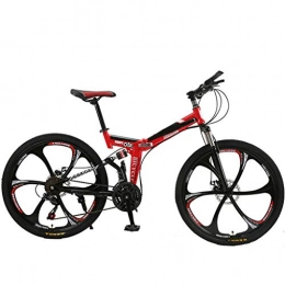 Zhangxiaowei Mountain Bike pieghevoles Zhangxiaowei Biciclette Overdrive Hardtail Mountain Bike Pieghevole Bicicletta 26" Wheel 21 / 24 velocità Rosso, 21 Speed