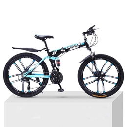 ZKHD Bici ZKHD 21-velocità 10-Coltello Ruota Mountain Bike Bicicletta Adulto velocità Variabile Pieghevole Doppio Smorzamento Fuoristrada Maschio E Femmina Biciclette, Black Blue, 26 inch