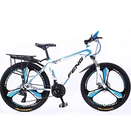 Nileco Mountain Bike 21-velocità Mountain Bike, 26 Pollici Adulto Alto-telaio In Acciaio In Carbonio Bicicletta Hardtail, Uomo Tutti I Terreni Mountain Bike, Anti-scivolare Biciclette-Bianco E Blu 26inch