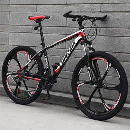 Relaxbx Bici 24 velocità Mountain Bike Ruote 24 / 26 Pollici Telaio in Acciaio al Carbonio Bici da Strada Forcella idraulica Sospensione, Rosso, 26 Pollici