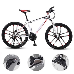 GUOHAPPY Mountain Bike 26-inch mountain bike, 330lbs cuscinetti (170-185cm), mountain bike con il freno a disco a velocità variabile e l'assorbimento degli urti, adulto moto studente presso 21 / 24 / 27 / 30 velocità, White red, 21