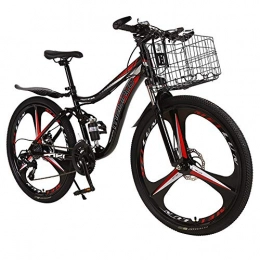 Poooooi Mountain Bike 26 Pollici Mountain Bike per Adulti Bicicletta Doppia Resistenza All'assorbimento degli Urti Non Smorzata Auto Studente Bicicletta in Bicicletta Gita A Scuola per Lavorare, Black Red, 27 Speed