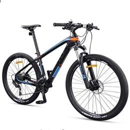 BD.Y Bici 27.5 Pollici Adulti Mountain Bike Leggero Fibra di Carbonio Telaio Mountain Biciclette, Freni a Disco Uomo Donne Front Suspension Mountain Bike, Giallo, 30 Speed