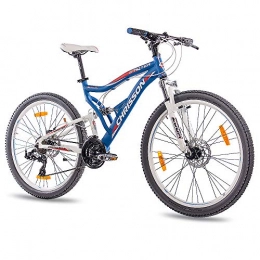 CHRISSON Bici 66 cm pollici in lega mountain bike bicicletta Chrisson Emoter completamente unisex con 21S Shimano TX55 2 x disco blu opaco