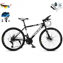 AI-QX Mountain Bike AI-QX Unisex Mountain Bike 30 velocità Telaio in Acciaio ad Alto tenore di Carbonio 26 Pollici Freno a Doppio Disco Ruote, Nero