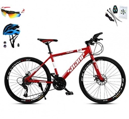 AI-QX Bici AI-QX Unisex Mountain Bike 30 velocità Telaio in Acciaio ad Alto tenore di Carbonio 26 Pollici Freno a Doppio Disco Ruote, Rosso