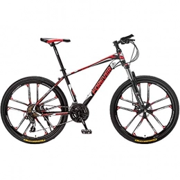 BNMKL Mountain Bike Alto-Acciaio al Carbonio Mountain Bike 30 velocità, MTB 24 / 26 / 27, 5 Pollici Hardtail Bicicletta da Montagna Freni A Disco per Uomini da Donna Alunno, Black And Red, 24 inch