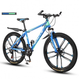 Mhwlai Mountain Bike Ammortizzatore Leggero da 26 Pollici per Bici da Città con Doppio Freno A Disco, Bici da Montagna per Fuoristrada per Uomo E Donna- Alluminio 10 Coltelli A Una Ruota-Mountain Bike, Blu, 24 Speed