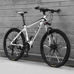 AP.DISHU Mountain Bike AP.DISHU 10 Ruote a Raggi Mountain Bike Freno Idraulico a Doppio Disco Mountain Bike Studenti Maschi e Femmine Bici da Strada Ruota da 24 Pollici MTB, Black & White, 24 Speed