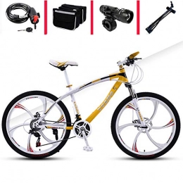 AP.DISHU Mountain Bike AP.DISHU Mountain Bike Maschio e Femmina Doppio Freno a Disco Fuoristrada da 26 Pollici / 27 velocit Leggera Bicicletta da Cross Country per Adulti, Giallo, 24 inch