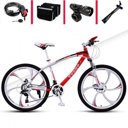 AP.DISHU Mountain Bike AP.DISHU Mountain Bike Maschio e Femmina Doppio Freno a Disco Fuoristrada da 26 Pollici / 30 velocit Leggera Bicicletta da Cross Country per Adulti, Rosso, 26 inch