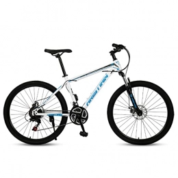 AZXV Mountain Bike AZXV Bike per Adulti Mountain Bike Piena velocità variabile velocità Dual Disc Breke Mountain Bike Mountain Bike, 21 / 24 / 27 velocità Drivetrain, Ruote da 26 Pollici, Corni White blue-27