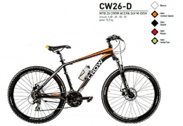 Cicli Puzone Mountain Bike BICI 26 CROW ACERA 24V ALLUMINIO FORCELLA BLOCCABILE FRENI M-DISK CW26-D NERO ARANCIO OPACO MADE IN ITALY (55 CM)