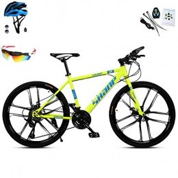 AI-QX Mountain Bike Bici da Montagna Unisex Adulto a 30 velocità, Giallo