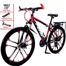 Doris Mountain Bike Bici da Mountain, Mountain Bike per Adulti Ammortizzatore Anteriore Freni A Disco Daul, Uomo Donna Outdoor Sport Ciclismo Biciclette da Strada Cyclette, Black Red, 24inch 21speed